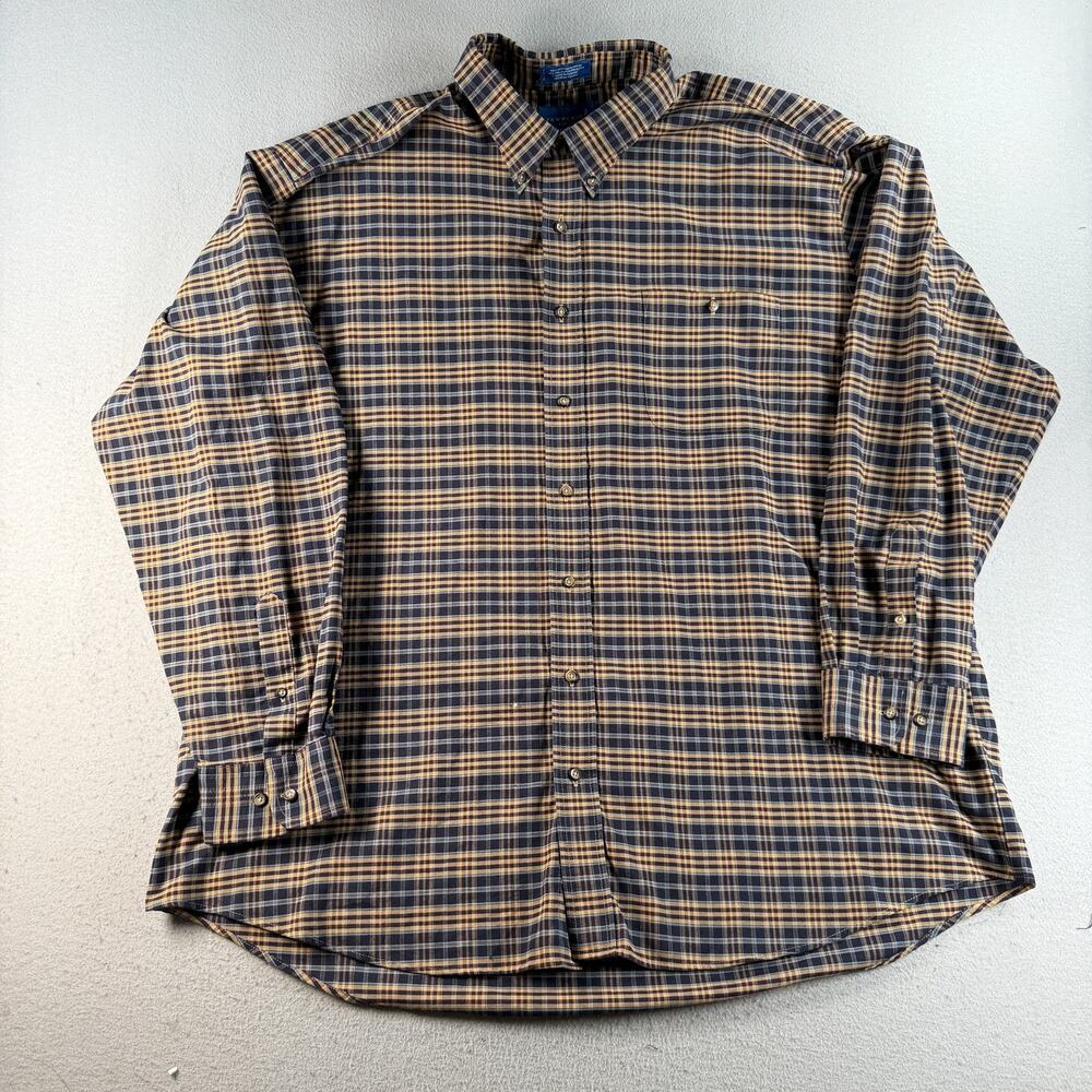 Towncraft Men's 2XLT Plaid Long Sleeve Button Down Shirt Cotton Blend